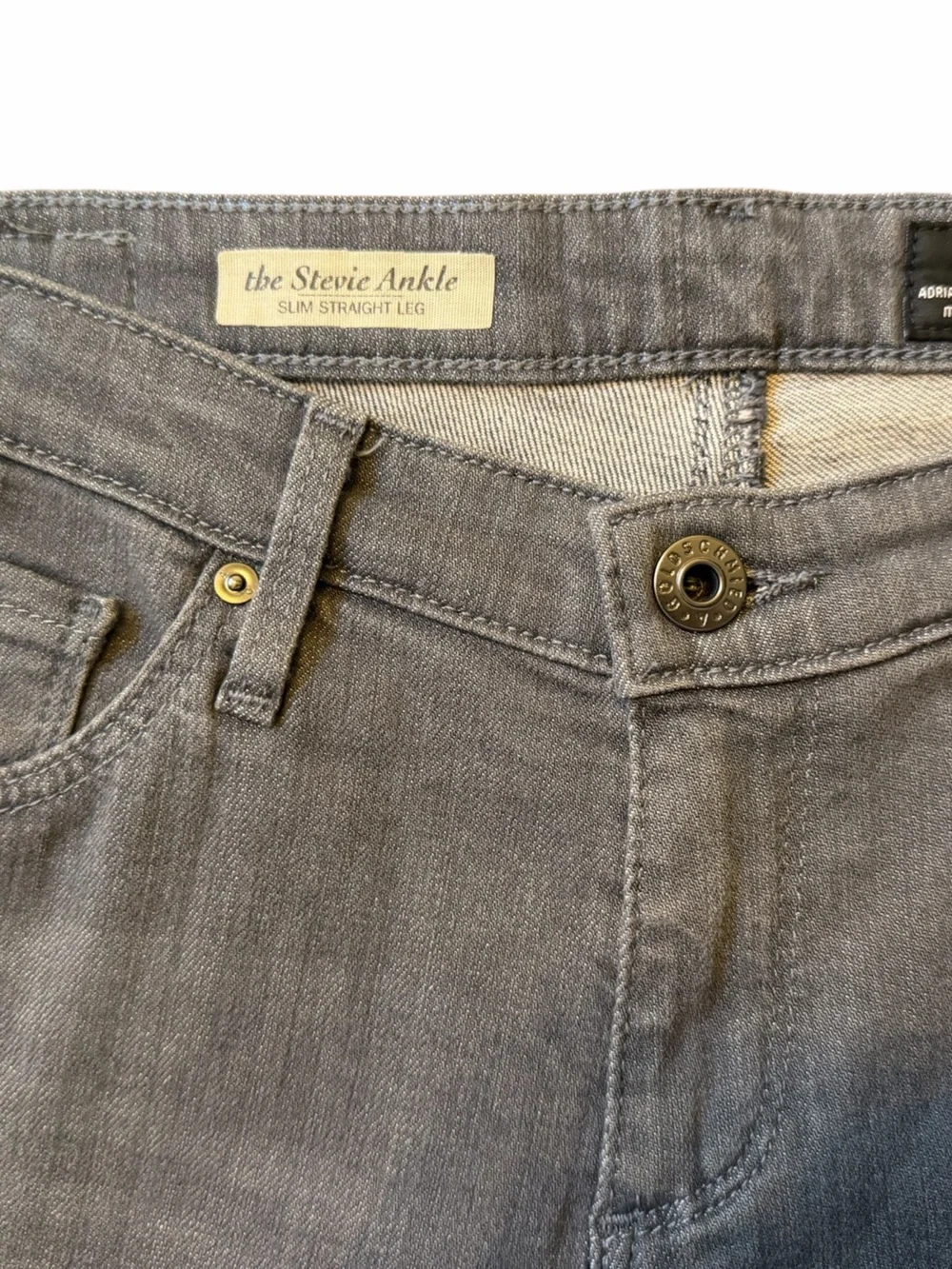 AG Adriano Goldschmied The Stevie Ankle Gray Slim Straight Jeans 28 Made USA